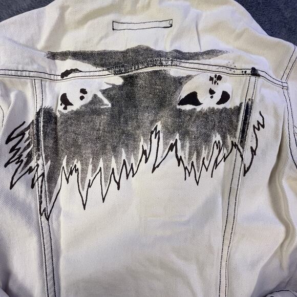 Marc Jacobs Denim Jacket Medium 2002 Archive Graphic Sketch Off White Y2K Jean - Picture 3 of 16